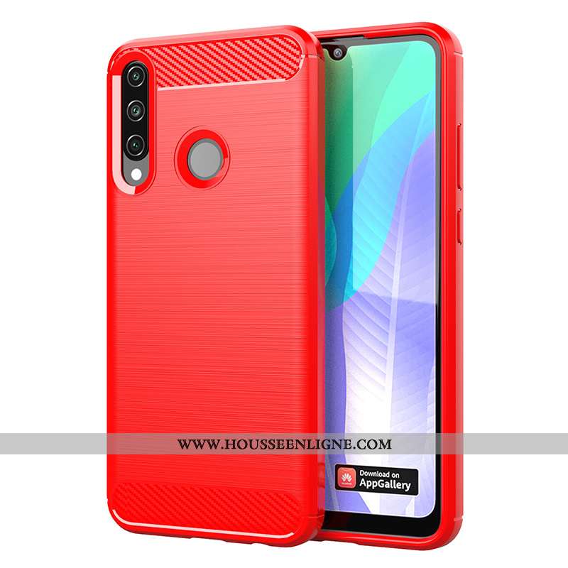 Housse Huawei Y6p Fluide Doux Protection Couleur Unie Modèle Fleurie Étui Téléphone Portable Bleu