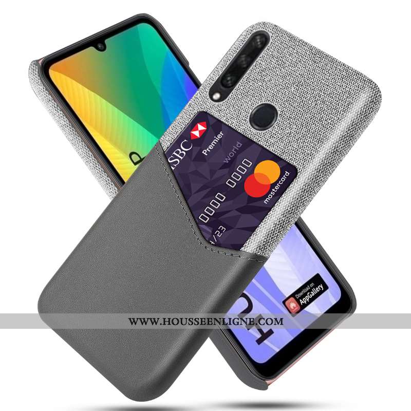 Housse Huawei Y6p Protection Cuir Noir Téléphone Portable Incassable Carte Étui