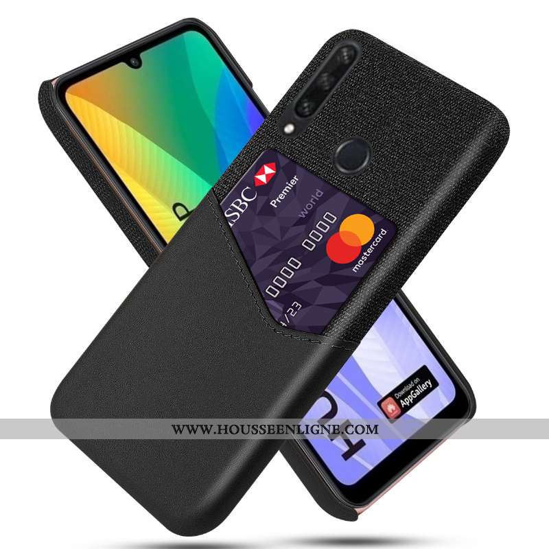 Housse Huawei Y6p Protection Cuir Noir Téléphone Portable Incassable Carte Étui