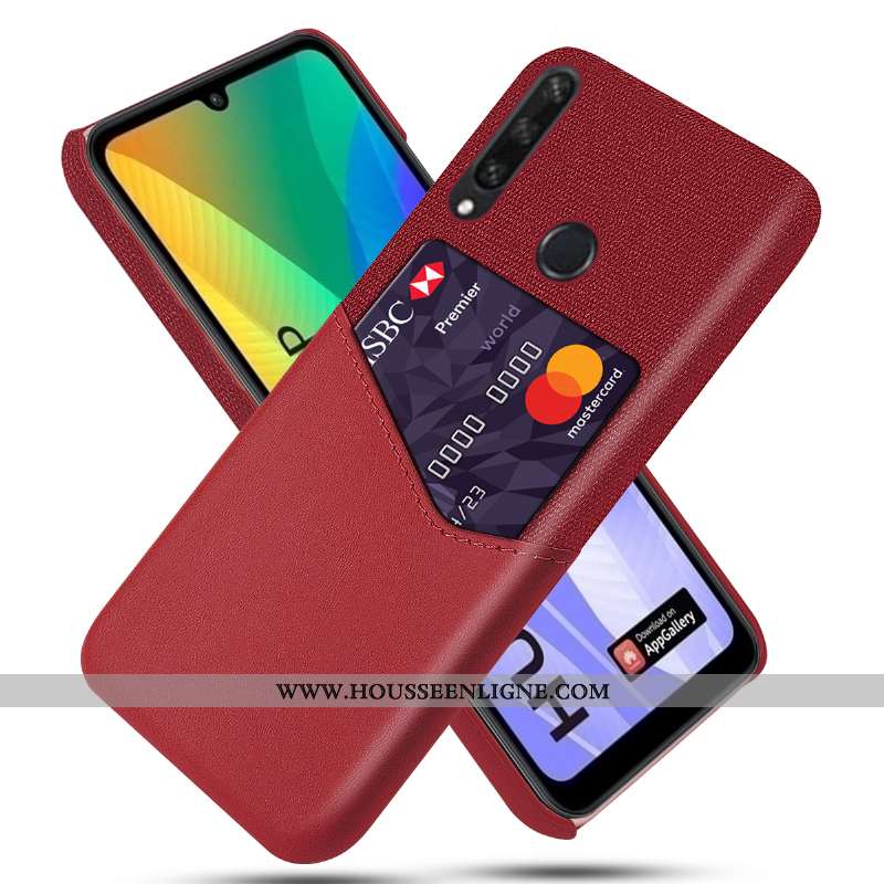 Housse Huawei Y6p Protection Cuir Noir Téléphone Portable Incassable Carte Étui