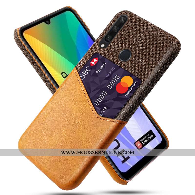 Housse Huawei Y6p Protection Cuir Noir Téléphone Portable Incassable Carte Étui