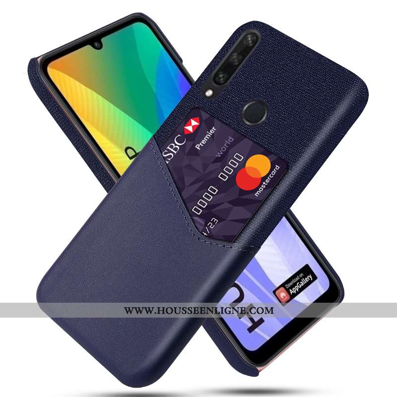 Housse Huawei Y6p Protection Cuir Noir Téléphone Portable Incassable Carte Étui