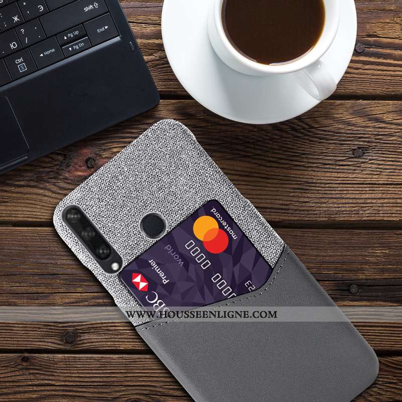 Housse Huawei Y6p Protection Cuir Noir Téléphone Portable Incassable Carte Étui