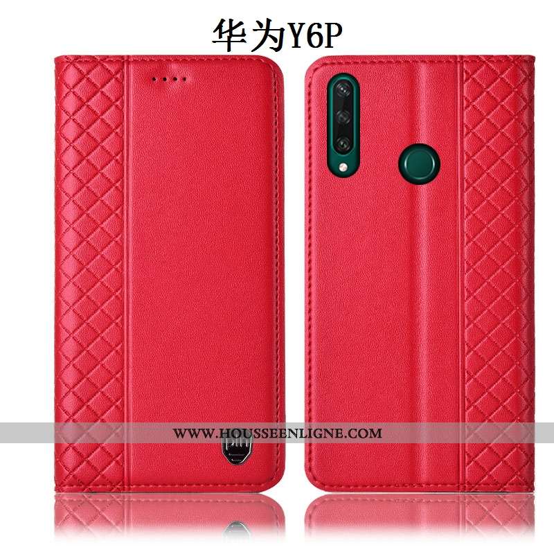 Housse Huawei Y6p Protection Cuir Véritable Coque Téléphone Portable Incassable Marron