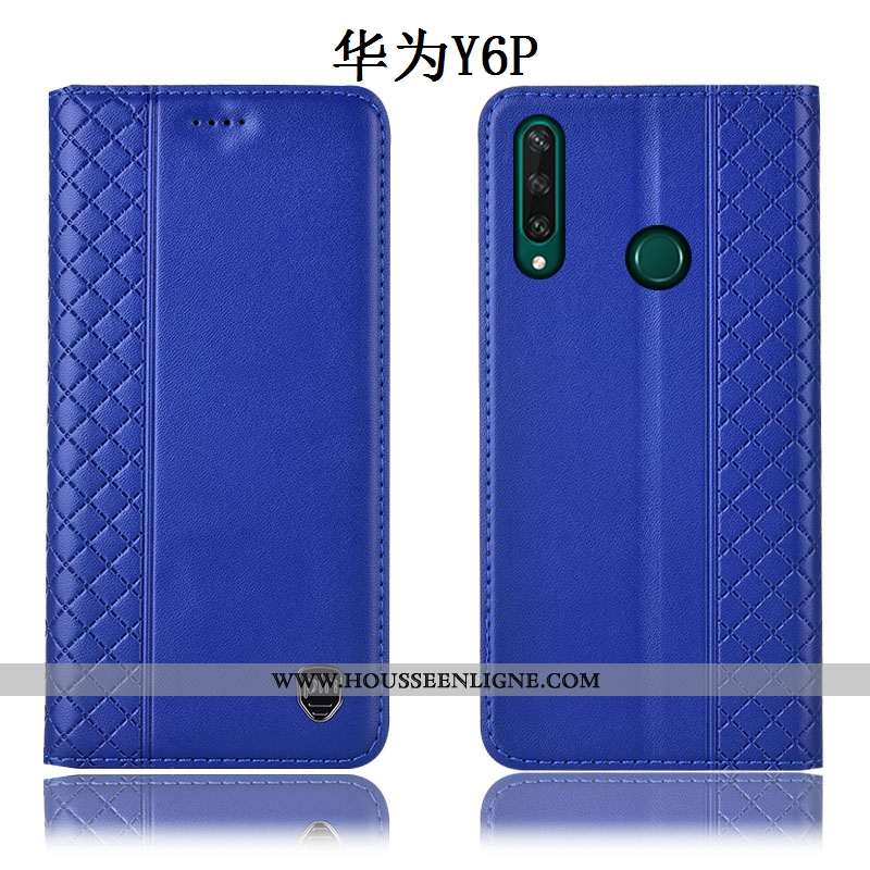 Housse Huawei Y6p Protection Cuir Véritable Coque Téléphone Portable Incassable Marron