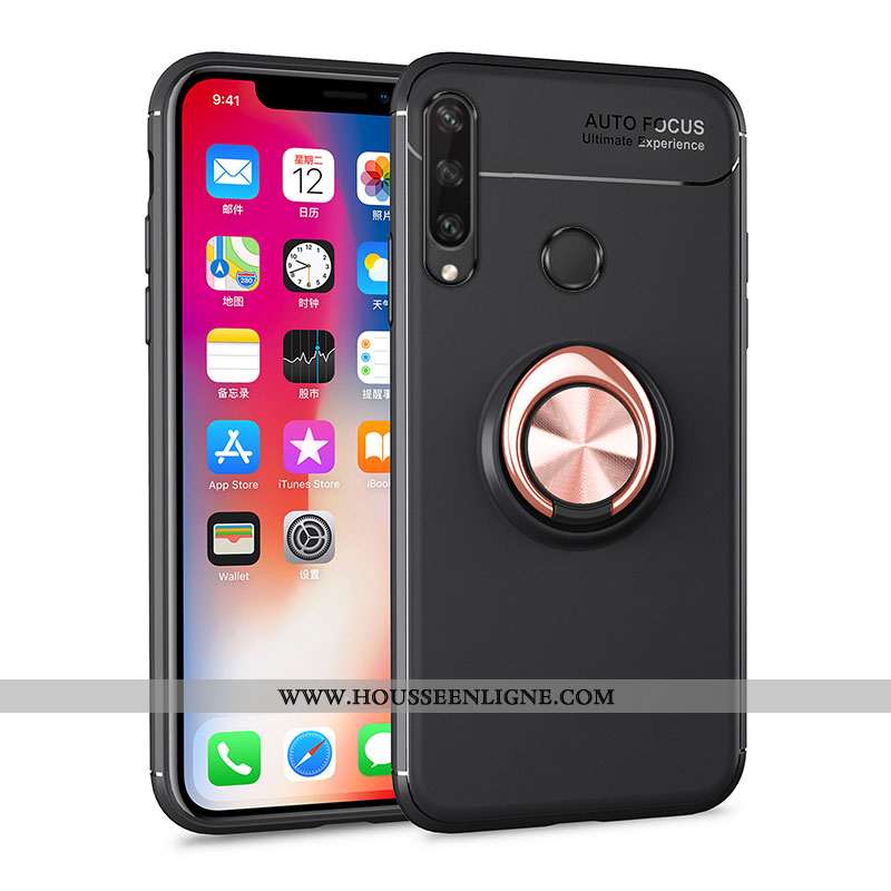 Housse Huawei Y6p Protection Fluide Doux Anneau Rouge Simple Support Invisible