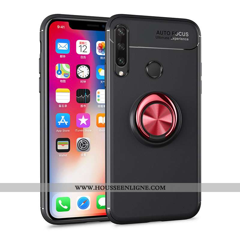 Housse Huawei Y6p Protection Fluide Doux Anneau Rouge Simple Support Invisible