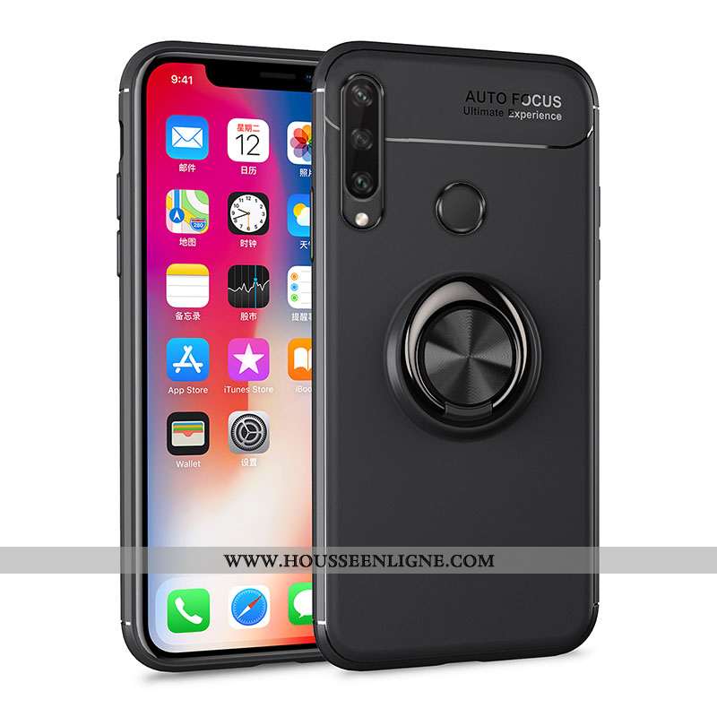 Housse Huawei Y6p Protection Fluide Doux Anneau Rouge Simple Support Invisible