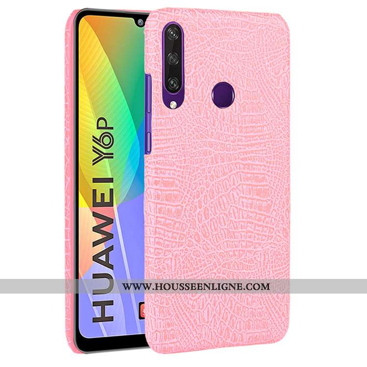 Housse Huawei Y6p Vintage Tendance Crocodile Difficile Modèle Fleurie Cuir Coque Bleu