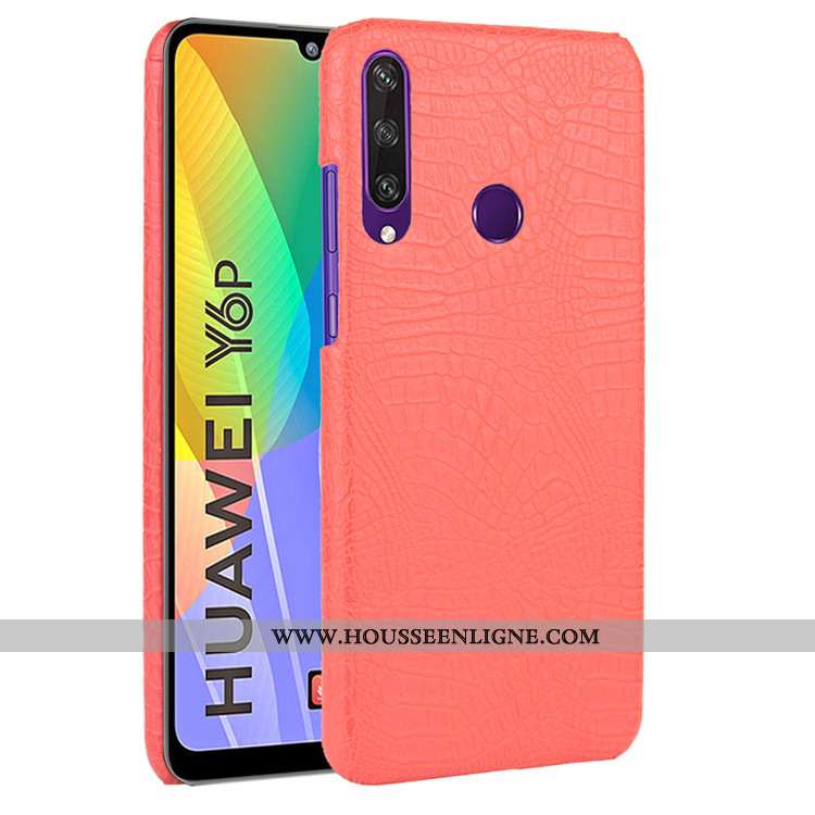 Housse Huawei Y6p Vintage Tendance Crocodile Difficile Modèle Fleurie Cuir Coque Bleu