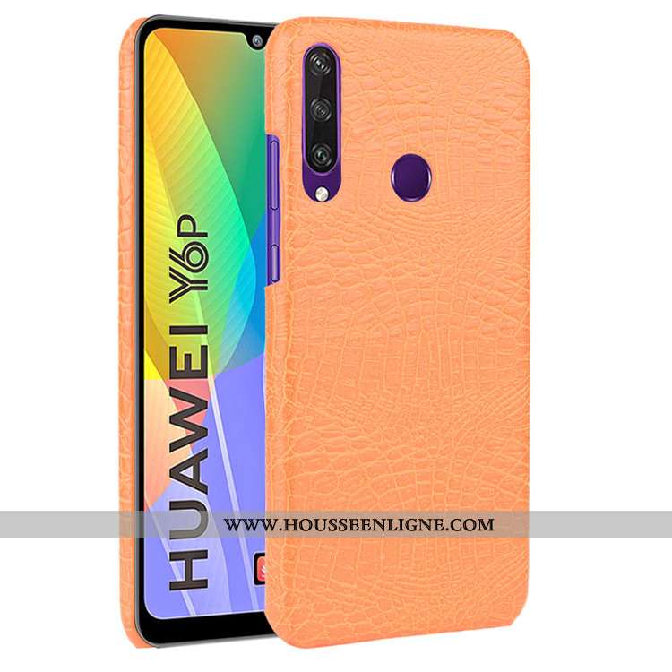 Housse Huawei Y6p Vintage Tendance Crocodile Difficile Modèle Fleurie Cuir Coque Bleu