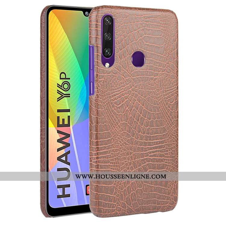 Housse Huawei Y6p Vintage Tendance Crocodile Difficile Modèle Fleurie Cuir Coque Bleu