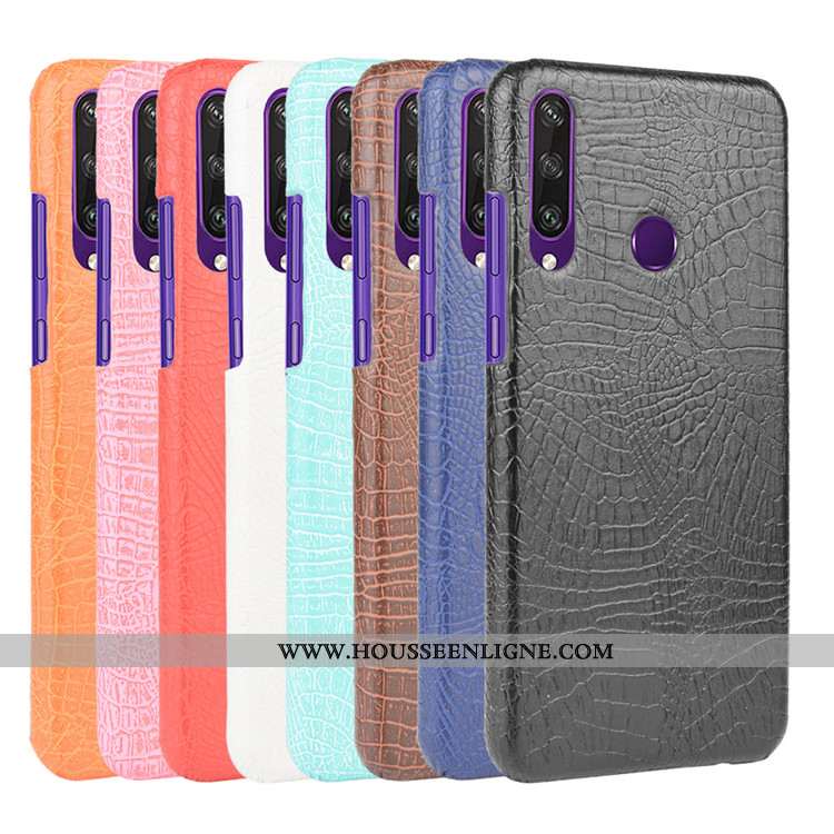 Housse Huawei Y6p Vintage Tendance Crocodile Difficile Modèle Fleurie Cuir Coque Bleu