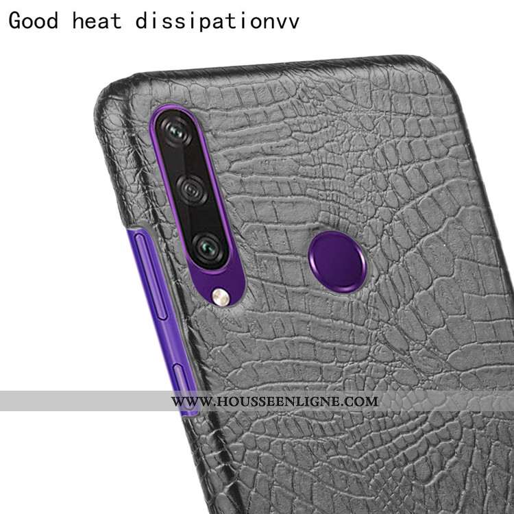 Housse Huawei Y6p Vintage Tendance Crocodile Difficile Modèle Fleurie Cuir Coque Bleu