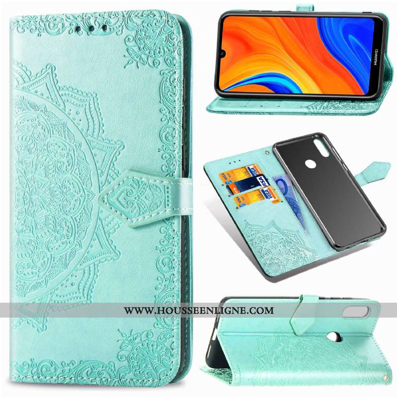 Housse Huawei Y6s Créatif Cuir Étui Tout Compris Vert Téléphone Portable Clamshell Verte
