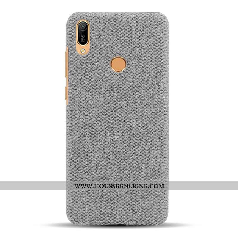 Housse Huawei Y6s Délavé En Daim Modèle Fleurie Incassable Difficile Tissu Téléphone Portable Étui G