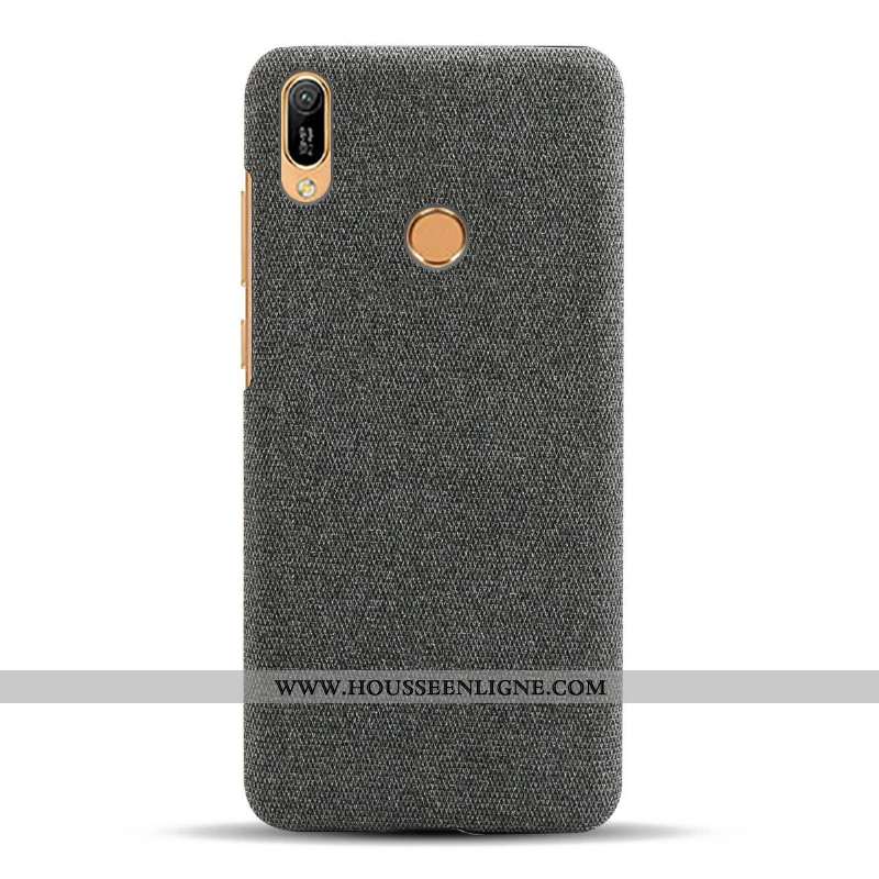 Housse Huawei Y6s Délavé En Daim Modèle Fleurie Incassable Difficile Tissu Téléphone Portable Étui G