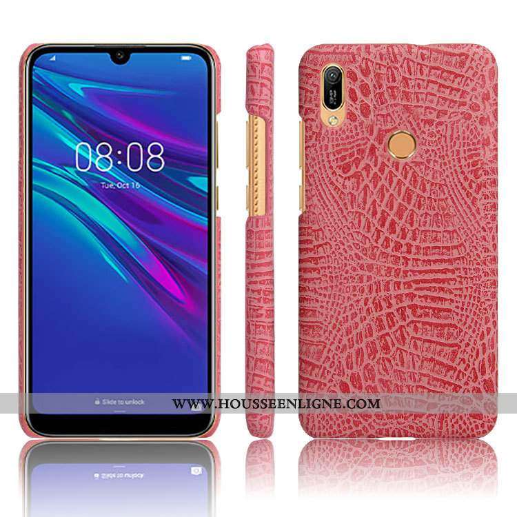 Housse Huawei Y6s Protection Cuir Business Simple Modèle Fleurie Crocodile Incassable Noir
