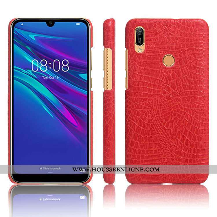 Housse Huawei Y6s Protection Cuir Business Simple Modèle Fleurie Crocodile Incassable Noir