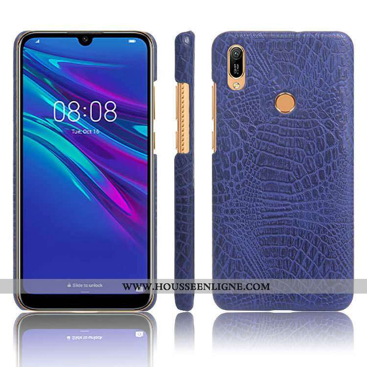 Housse Huawei Y6s Protection Cuir Business Simple Modèle Fleurie Crocodile Incassable Noir