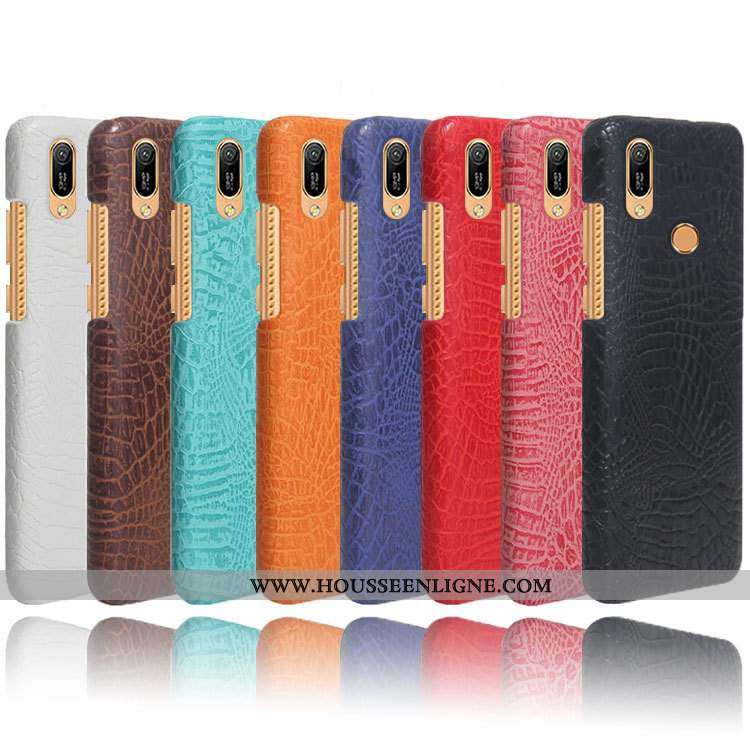 Housse Huawei Y6s Protection Cuir Business Simple Modèle Fleurie Crocodile Incassable Noir