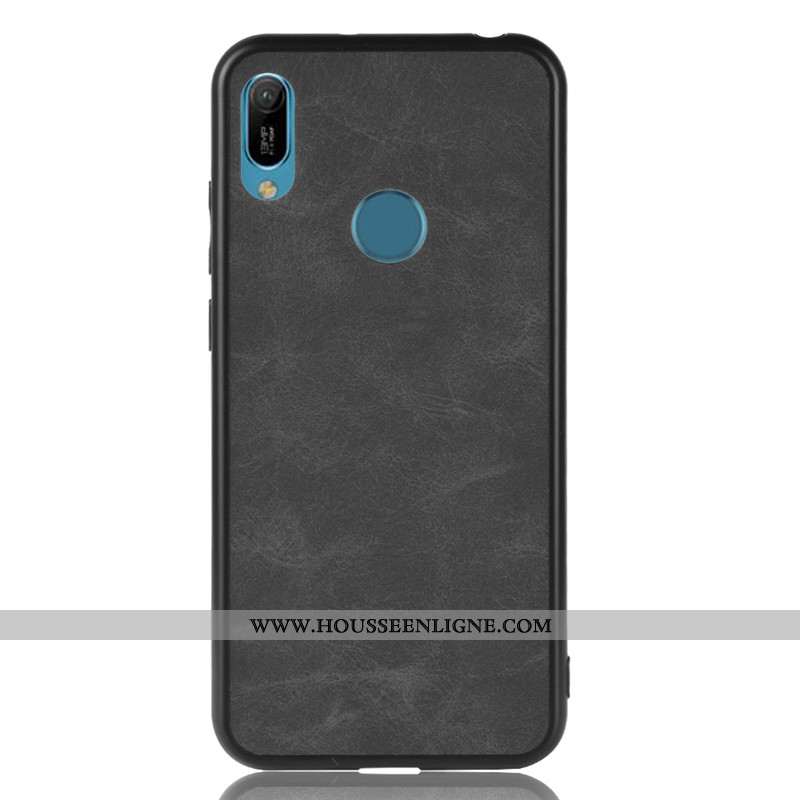 Housse Huawei Y6s Tendance Cuir Incassable Noir Étui Protection Téléphone Portable