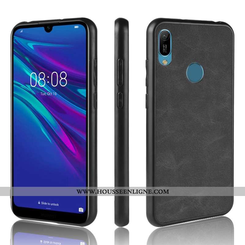 Housse Huawei Y6s Tendance Cuir Incassable Noir Étui Protection Téléphone Portable