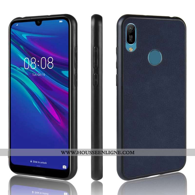 Housse Huawei Y6s Tendance Cuir Incassable Noir Étui Protection Téléphone Portable