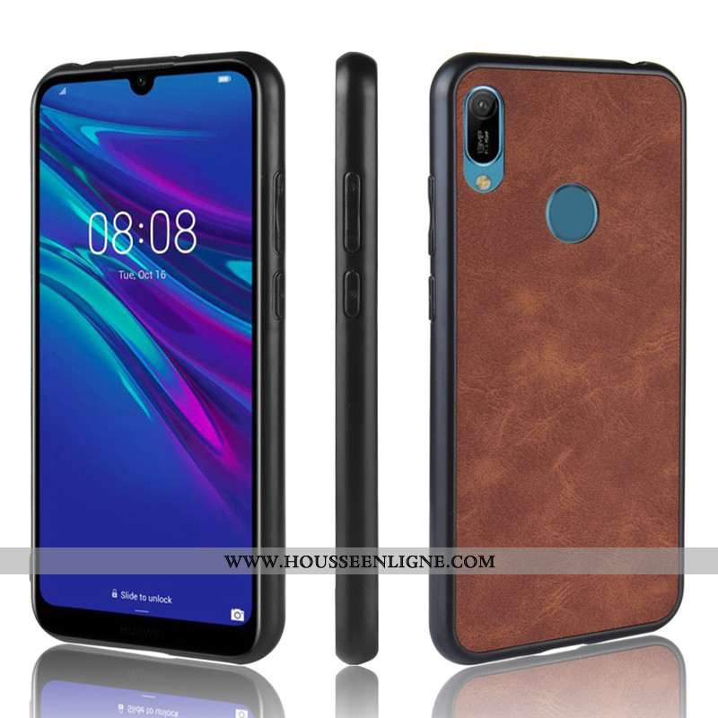 Housse Huawei Y6s Tendance Cuir Incassable Noir Étui Protection Téléphone Portable