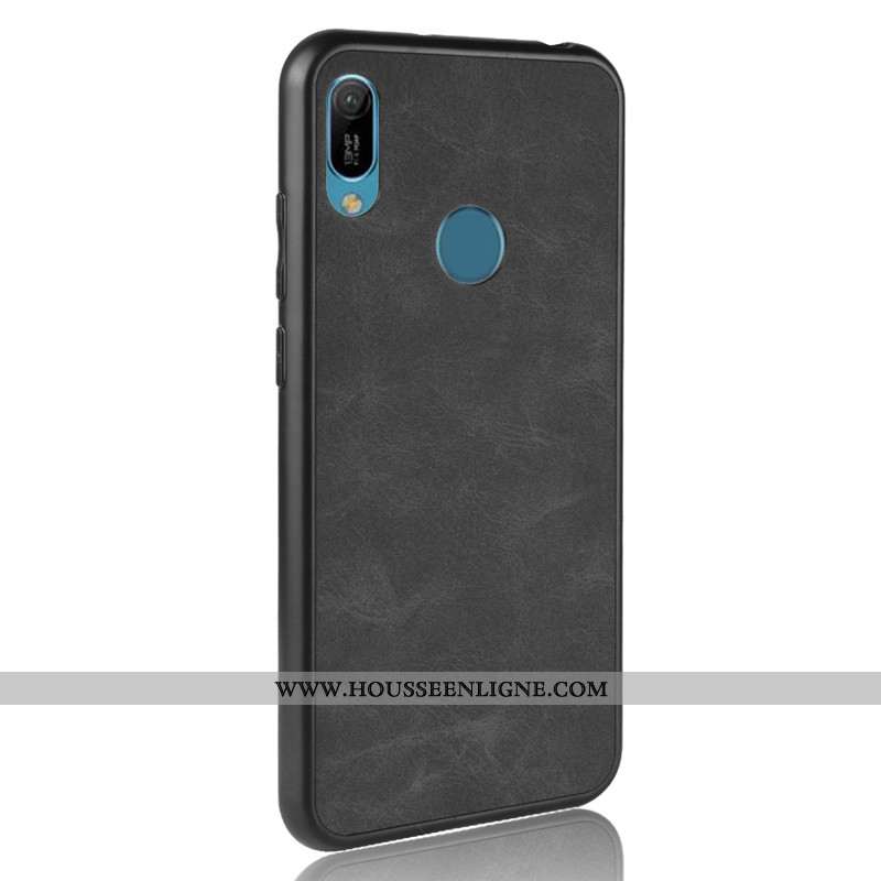 Housse Huawei Y6s Tendance Cuir Incassable Noir Étui Protection Téléphone Portable
