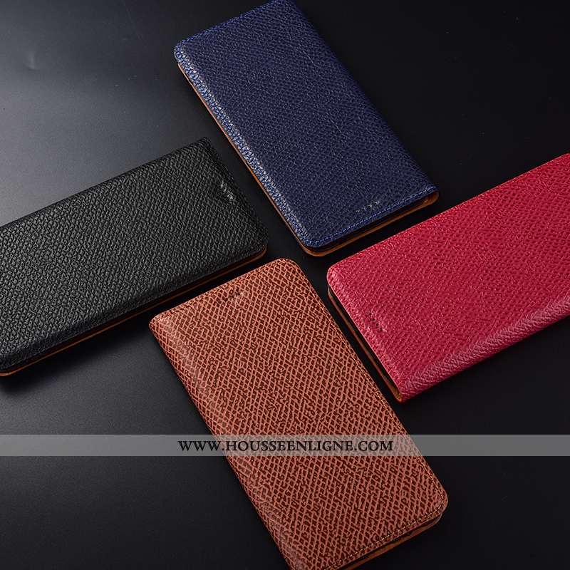 Housse Huawei Y7 2020 Cuir Véritable Modèle Fleurie Coque Protection Étui Incassable Mesh Rouge