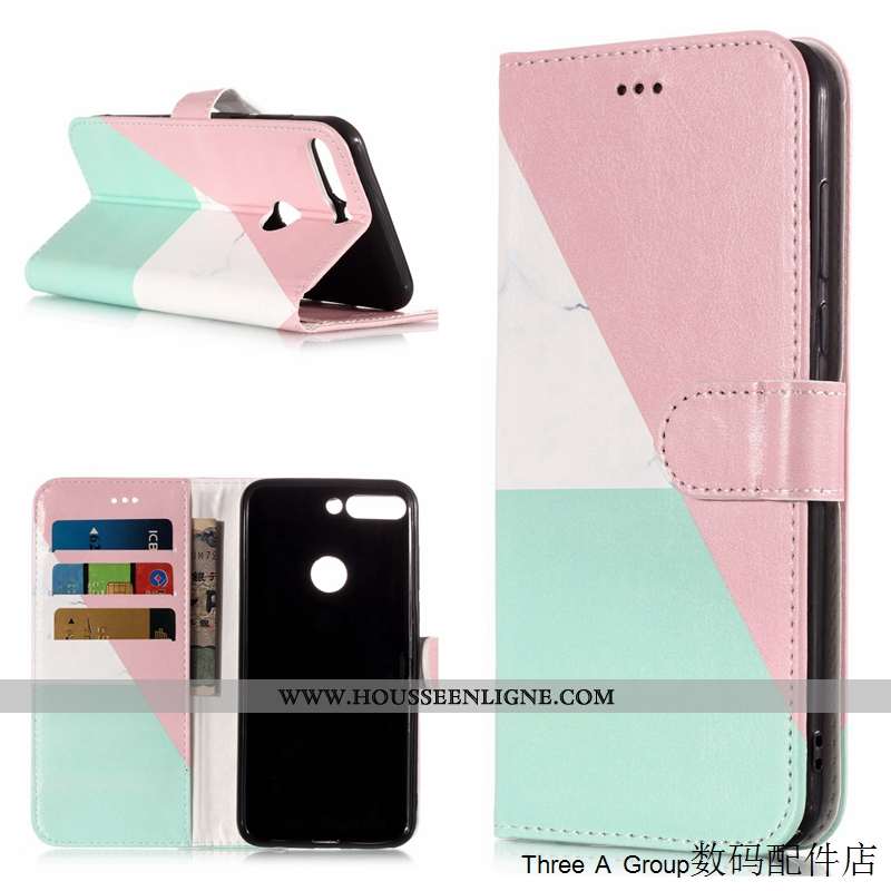 Housse Huawei Y7 2020 Dessin Animé Cuir Protection 2020 Téléphone Portable Rose