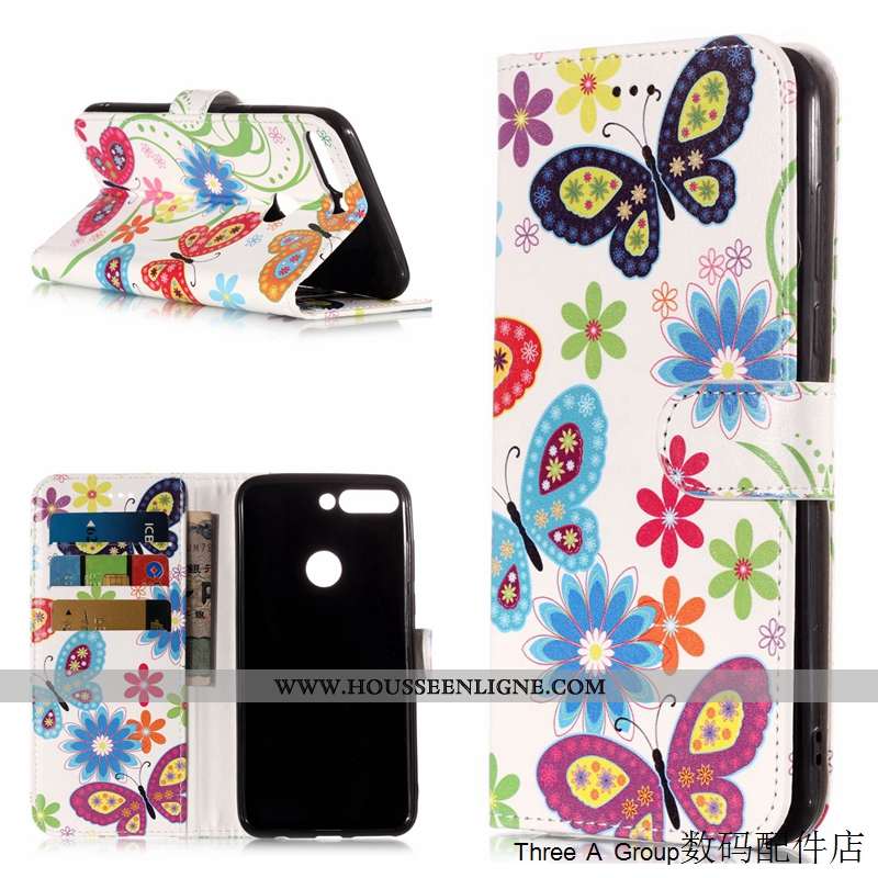 Housse Huawei Y7 2020 Dessin Animé Cuir Protection 2020 Téléphone Portable Rose