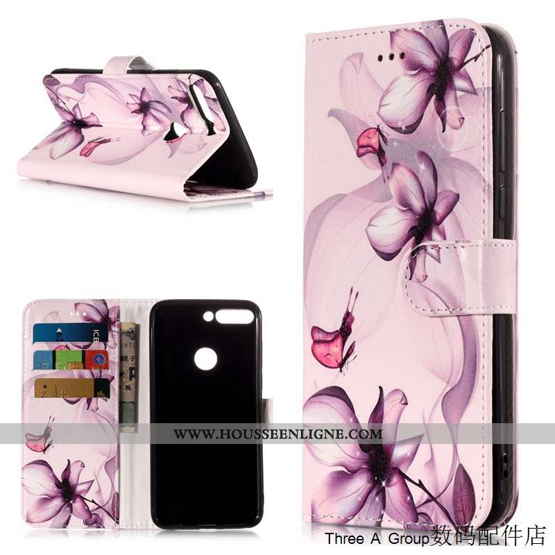 Housse Huawei Y7 2020 Dessin Animé Cuir Protection 2020 Téléphone Portable Rose