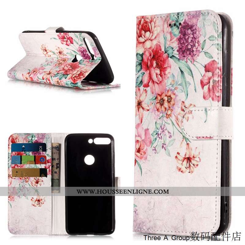 Housse Huawei Y7 2020 Dessin Animé Cuir Protection 2020 Téléphone Portable Rose