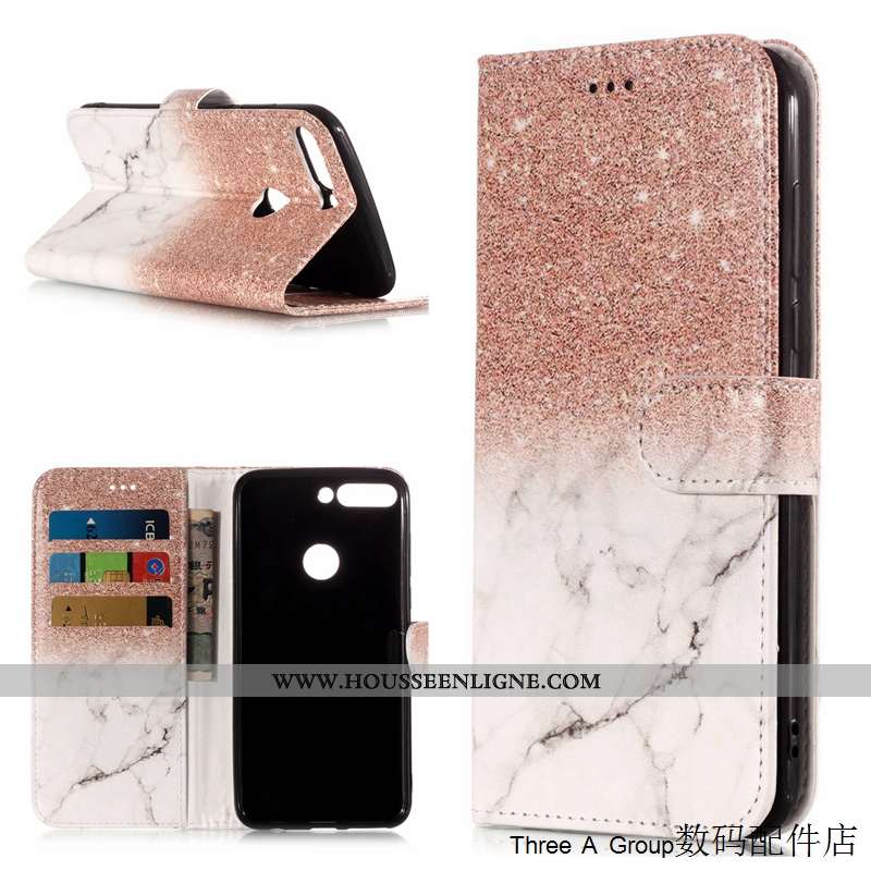 Housse Huawei Y7 2020 Dessin Animé Cuir Protection 2020 Téléphone Portable Rose