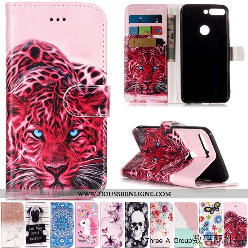 Housse Huawei Y7 2020 Dessin Animé Cuir Protection 2020 Téléphone Portable Rose