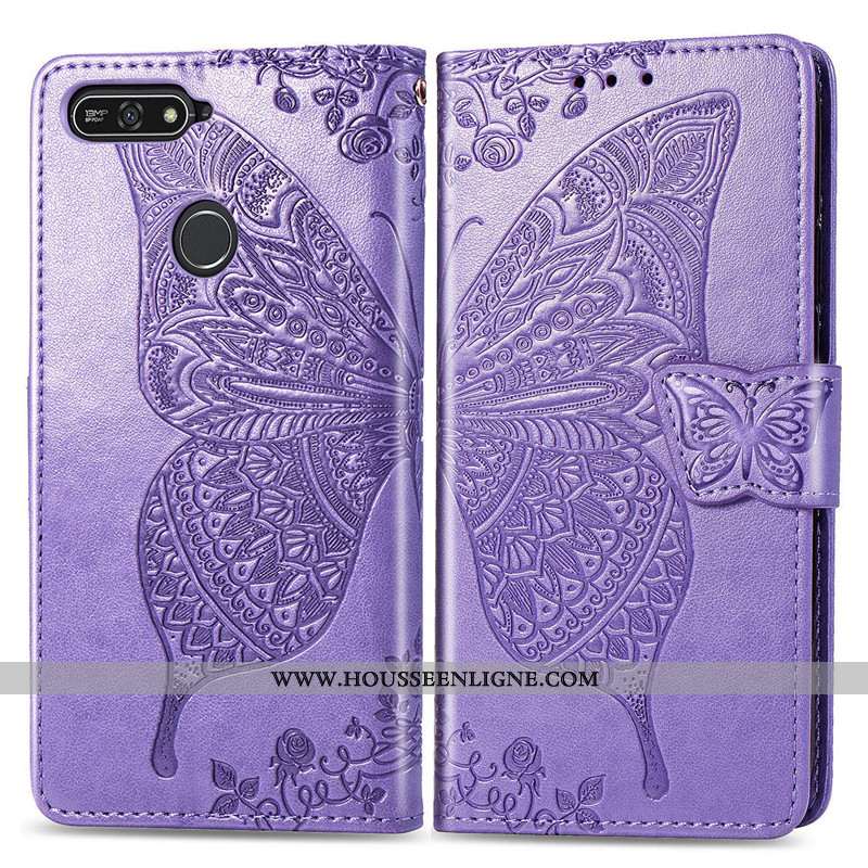 Housse Huawei Y7 2020 Ornements Suspendus Gaufrage 2020 Étui Protection En Relief Violet