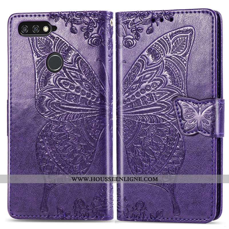 Housse Huawei Y7 2020 Ornements Suspendus Gaufrage 2020 Étui Protection En Relief Violet