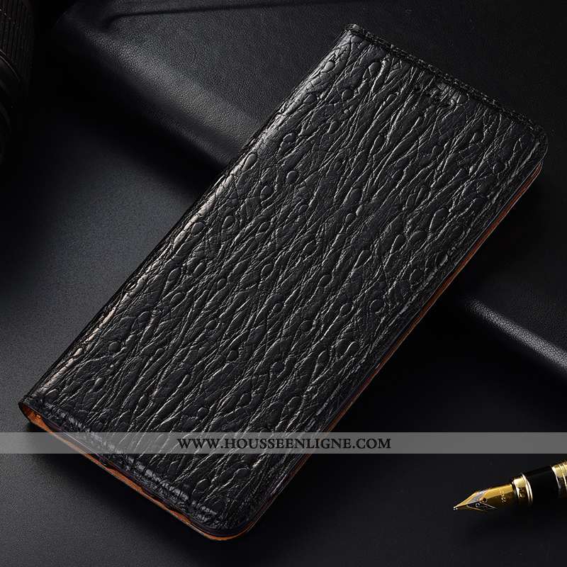 Housse Huawei Y7 2020 Protection Cuir Véritable 2020 Oiseau Noir Modèle Fleurie Cuir