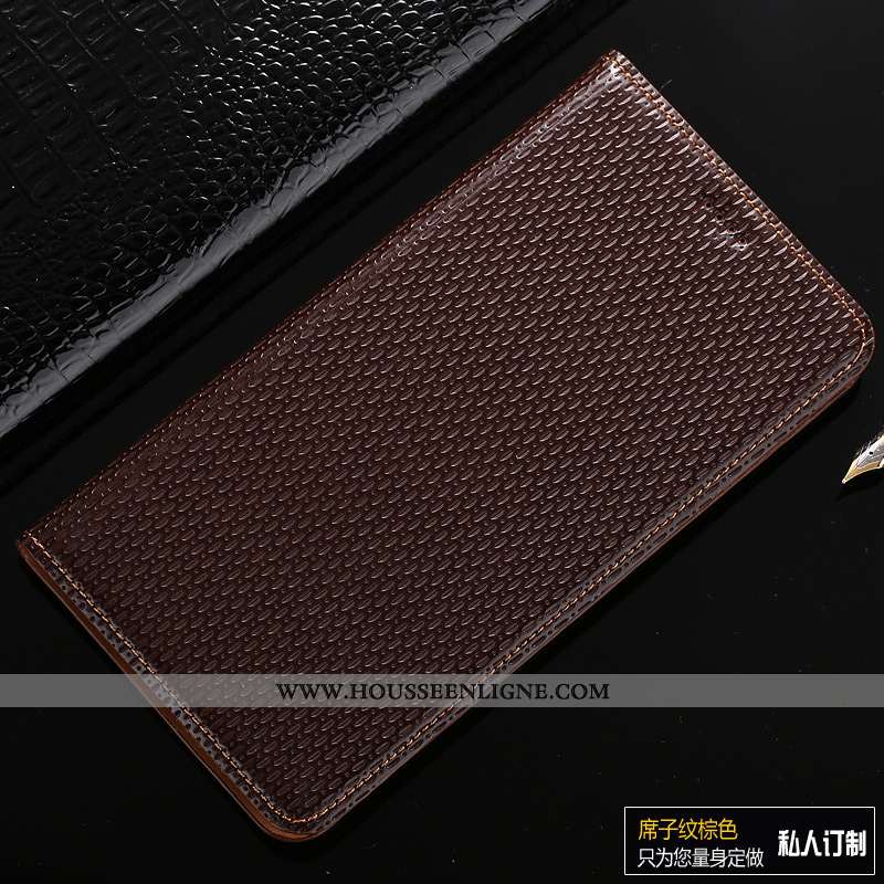 Housse Huawei Y7 2020 Protection Cuir Véritable Tout Compris Modèle Fleurie Étui 2020 Coque Marron