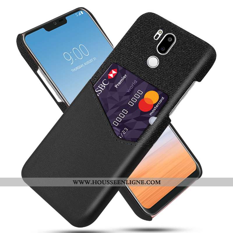 Housse Lg G7 Thinq Personnalité Cuir Tissu Protection Étui Carte Téléphone Portable Noir