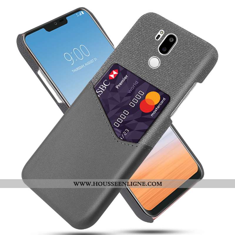 Housse Lg G7 Thinq Personnalité Cuir Tissu Protection Étui Carte Téléphone Portable Noir