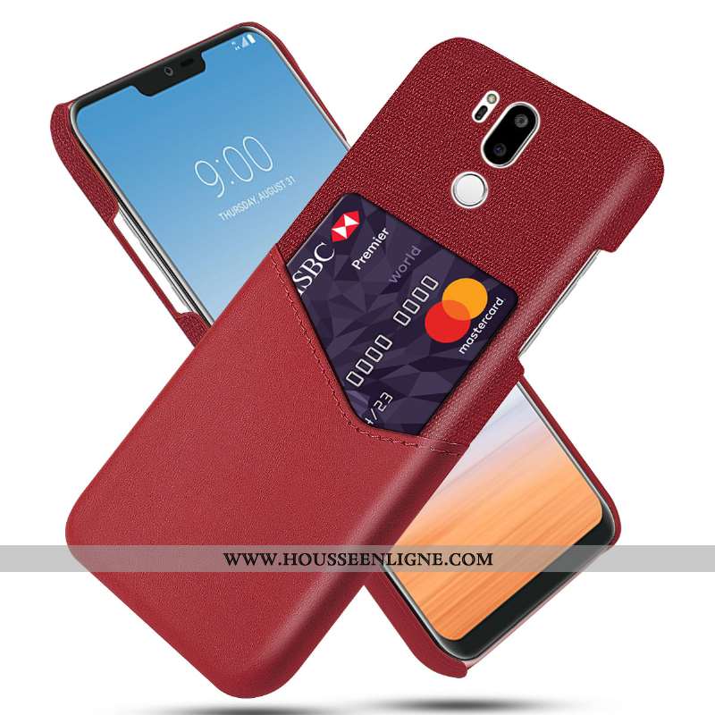 Housse Lg G7 Thinq Personnalité Cuir Tissu Protection Étui Carte Téléphone Portable Noir
