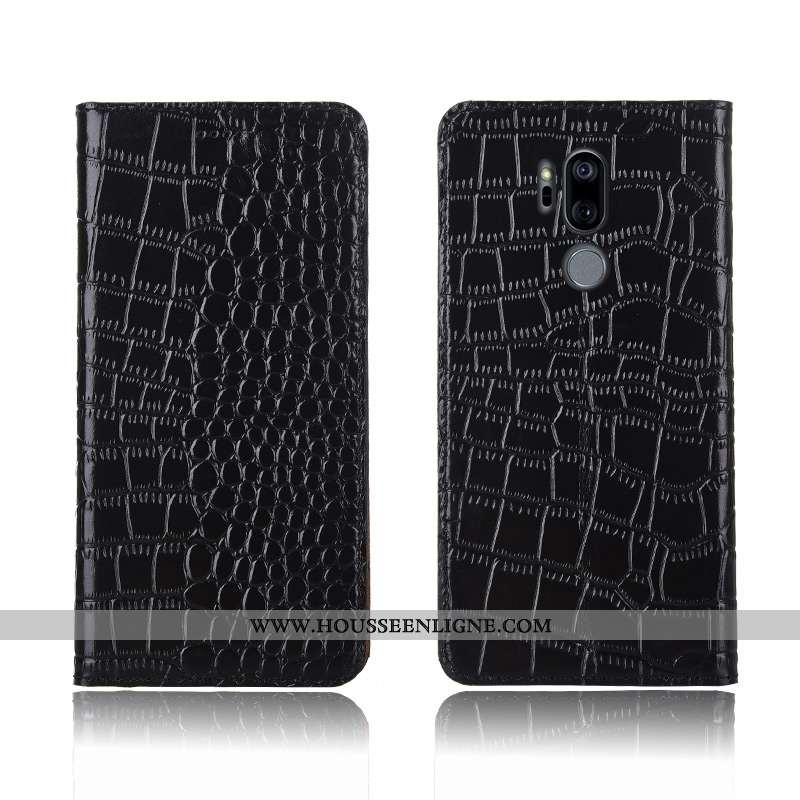 Housse Lg G7 Thinq Protection Cuir Véritable Nouveau Téléphone Portable Bleu Crocodile Tout Compris