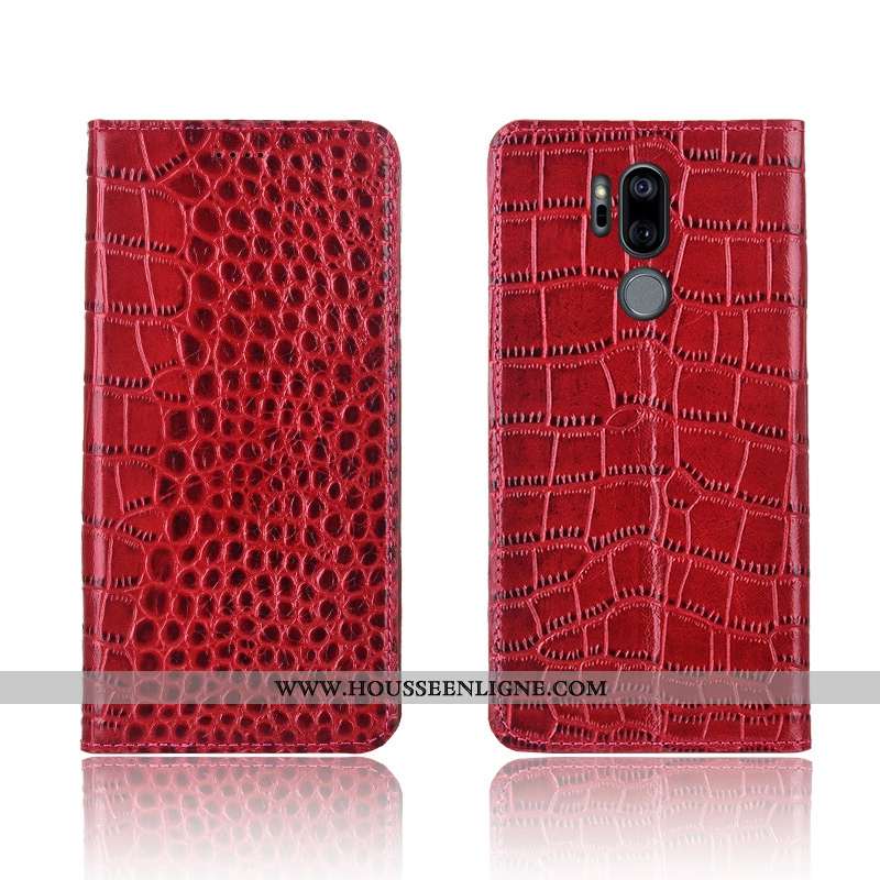 Housse Lg G7 Thinq Protection Cuir Véritable Nouveau Téléphone Portable Bleu Crocodile Tout Compris