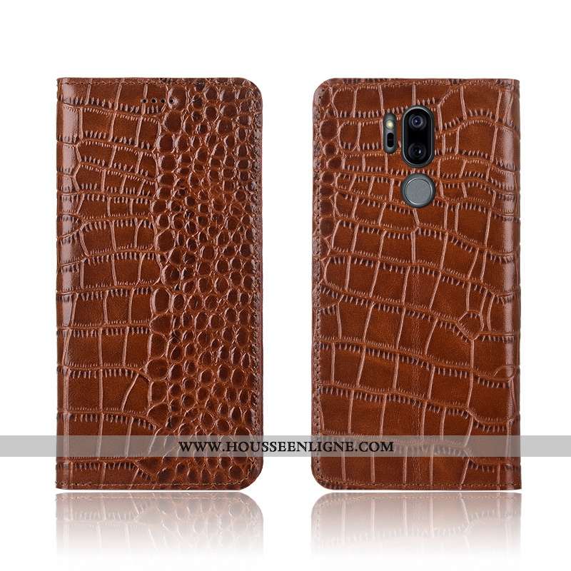 Housse Lg G7 Thinq Protection Cuir Véritable Nouveau Téléphone Portable Bleu Crocodile Tout Compris