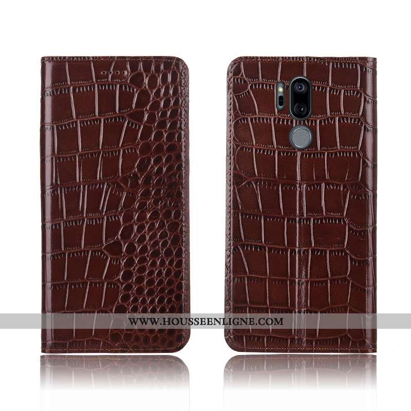Housse Lg G7 Thinq Protection Cuir Véritable Nouveau Téléphone Portable Bleu Crocodile Tout Compris