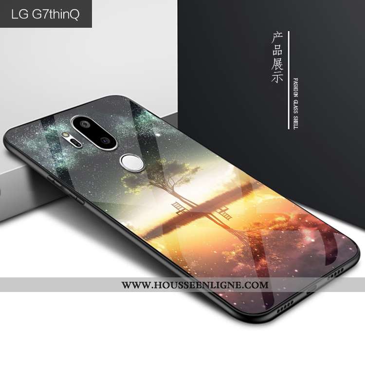 Housse Lg G7 Thinq Protection Verre Personnalité Étui Bleu Marin Téléphone Portable Coque Bleu Foncé