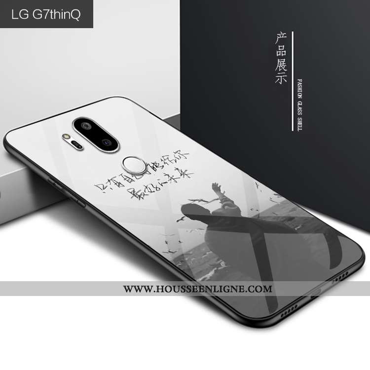 Housse Lg G7 Thinq Protection Verre Personnalité Étui Bleu Marin Téléphone Portable Coque Bleu Foncé